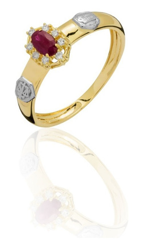 Anel De Formatura Em Ouro 18k Amarelo Zircônias