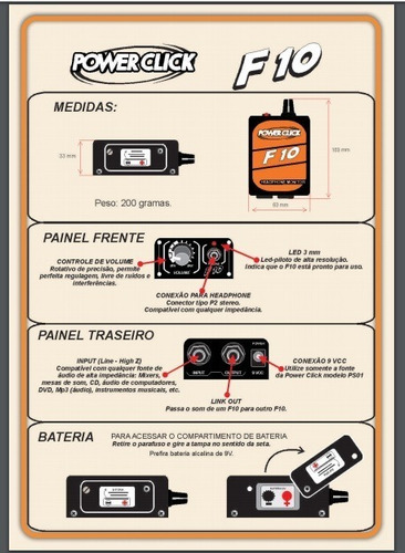 Power Click - Amplificador De Fone De Ouvido F10 - F 10