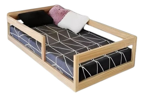 Cama Piso Individual Madera Pino Color Natural Color Marrón Claro S-3