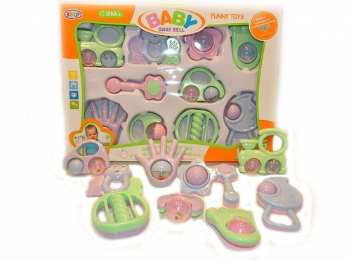 Set Regalo De 10 Sonajeros Bebe Colores Pastel No Toxico