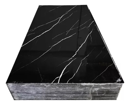 Placa Pvc Panel Revestimiento Mármol Negro 2.44 X 1.22 Mts