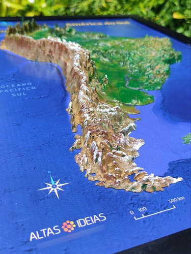 Quadro América Do Sul - Mapa 3d Colorido Com Relevo Realista