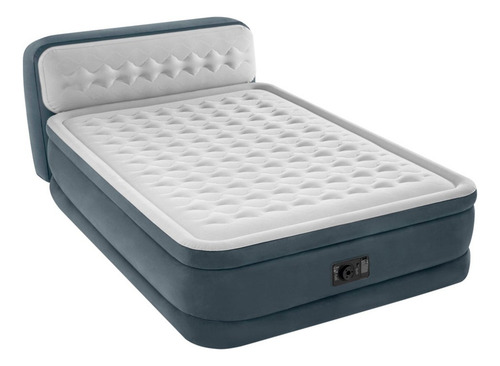 Colchão Inflável Casal Dura Beam Intex C/ Cabeceira 272kg Cor Cinza 110v