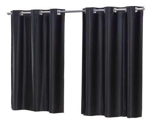 Cortina Sala Pequena De Apartamento 2,80x1,60 Mts Blackout Cor Preto