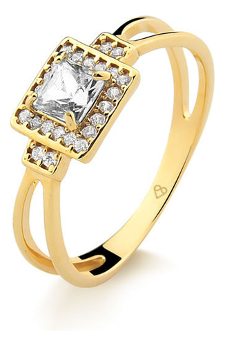 Anel De Grau Em Ouro 18k Com 12 Pontos De Diamante Aro 17