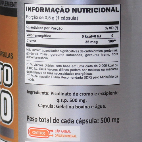 Imagem 3 de 7 de Picolinato De Cromo 120 Cápsulas 500mg Unilife Bodyage