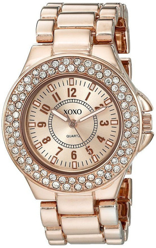 Reloj Xoxo Dama Oro Rosa Cristales Análogo Mujer Cuarzo