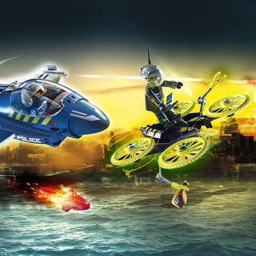 Playmobil Jet De Policía Persecución A Dron +44pcs Y 2 Figs. Jet De Policía