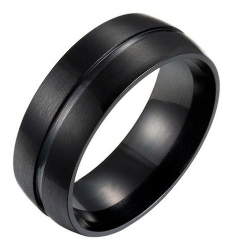 Anillos Tungsteno Negro Curvo Con Franja 8mm Importados