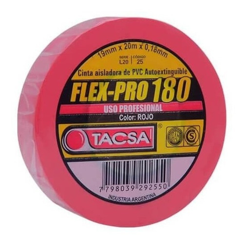 Cinta Aisladora De Pvc Flex-pro 180 10mt Color Surtido Tacsa