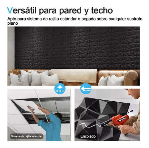 Toketa Panel 3d Pvc Decorativo 50 X 50 Cm, 12 Pcs Decorativos Para Paredes Color Negro Panel Decorativo