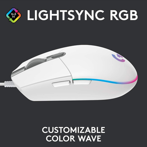 Mouse Gamer Logitech G203 Lightsync Rgb 8000 Dpi Blanco