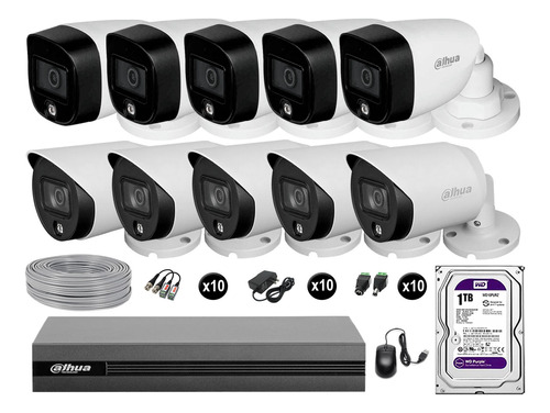 Cámaras Seguridad Exterior Dahua Kit10 1080p Vision Noch 1tb