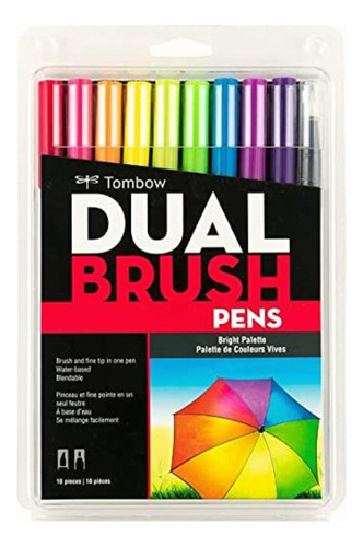 Tombow Dual Brush Pen Art Markers, Bright, 10-pack