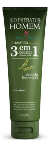 Xampu Bioextratus Homen 3 Em 1 Cabelo E Barba 250ml