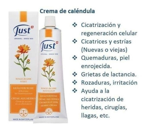  Crema Caléndula 60g Swiss Just Producto Sellado Y Original