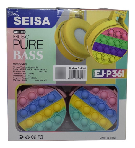 Auriculares Inalambricos C/ Pop It Seisa Bluetooth P361 Color Rosa