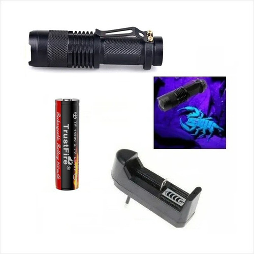 Mini Linterna Ultravioleta Zoom Uv, 395, Batería Y Cargador