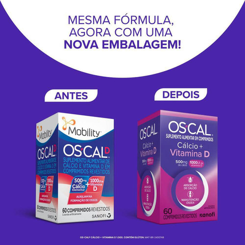 Os-cal D 500mg/1000ui 60 Comprimidos Sanofi