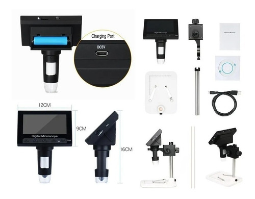 Imagem 7 de 8 de Microscopio Digital Zoom 1000x Tela 4.3 Lcd 8 Led Usb 1080p