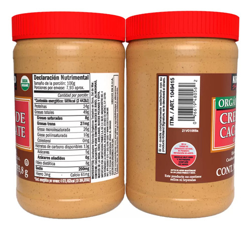 Kirkland Signature Crema De Cacahuate Orgánica 2 Pzs 793.8 G