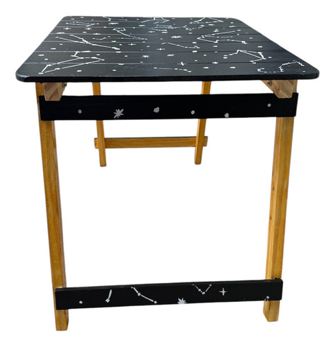 Mesa Plegable Matera Pintada Con Constelaciones Negro