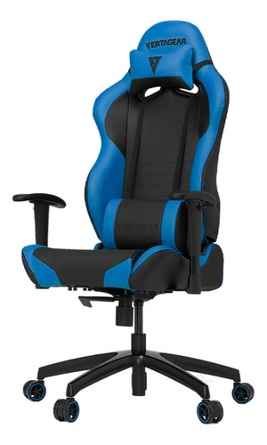 Silla de escritorio Vertagear SL2000 VG-SL2000 gamer ergonómica  negra y azul con tapizado de cuero sintético