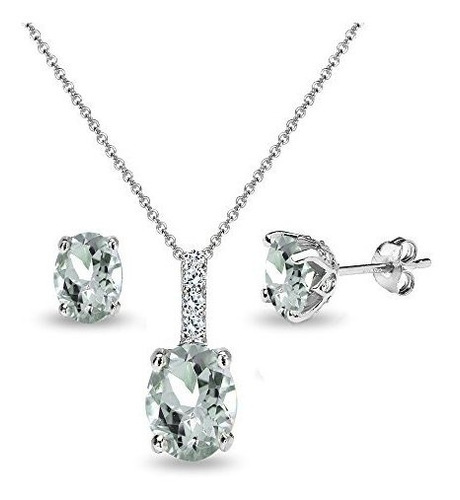 Set Joyas Plata 925 Ovale Con Topacios Blancos.