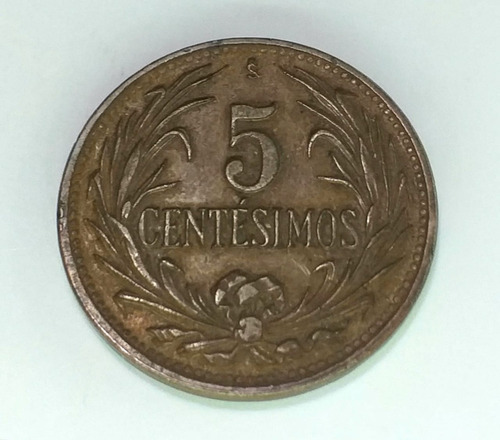 Antigua Moneda 5 Centésimos Uruguay 1944