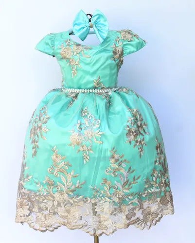 Vestido princesa rosa e dourado 2025