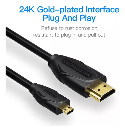 Cable Micro Hdmi A Hdmi Para Camaras Tablet 4k Hd 1080p 2 M