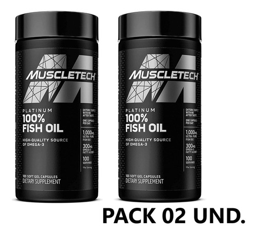  Muscletech Platinum Omega Fish Oil 100% Pack 02 Unidades