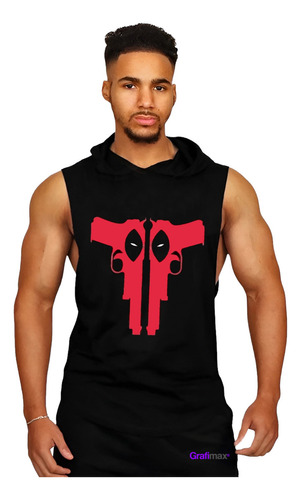 Polera Musculosa Capucha Dead Pool Gunzsudadera Gym Grafimax