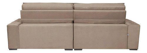 Sofá Austin 2,22m Retrátil, Reclinável com Molas no Assento e Almofadas, Suede Castor Cama inBox