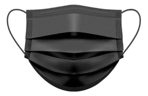 Barbijo 4 Capas Negro Con Elastico Clip Nasal  Anmat X50 