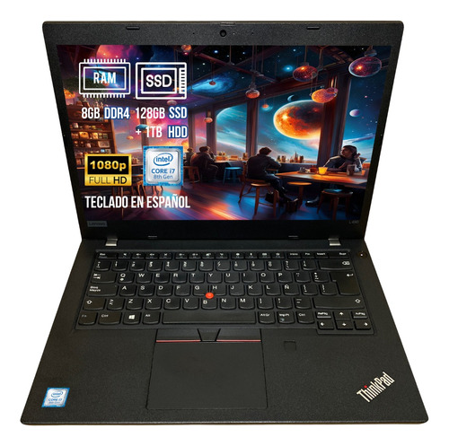 Laptop Lenovo Thinkpad L490 I7 8va 8gb 1tb Hdd + 128 Ssd 14  (Reacondicionado)