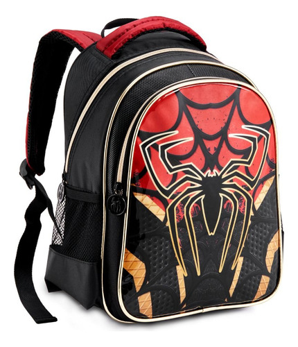 Mochila Infantil Costa Spider Dark Aranha Menino Cor Dourado-escuro Desenho do tecido Liso