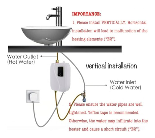 Calentador Agua Sin Tanque Debajo Del Fregadero, 3000w 110v
