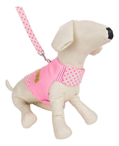 Cuecue Pet Pink Love Polka Dot Ahoque Free Arnés Con Correa, Rosa.