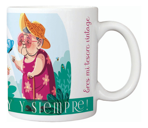 Taza Blanca Día De Las Madres. Abuelita Natural Y Ligera