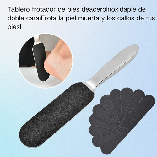 Lima De Pie De Manicura Profesional, Reutilizable, Acero Ino Plateado