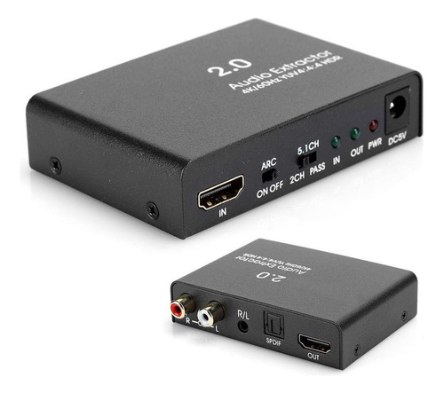 1x1 4k 60hz Hdmi 2.0 Extractor De Audio Digital Óptico Spli