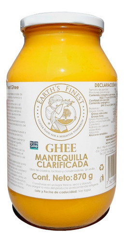 Imagen 1 de 4 de Ghee Mantequilla Clarificada Earths Finest 870g Se