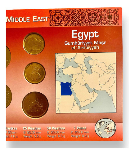 Set De 7 Monedas De Egipto Del Continente Africano (Usado)