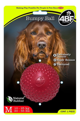 Juguete P/ Perro Pelota De Hule Natural Bumpy Ball Marca 4bf Color Rojo
