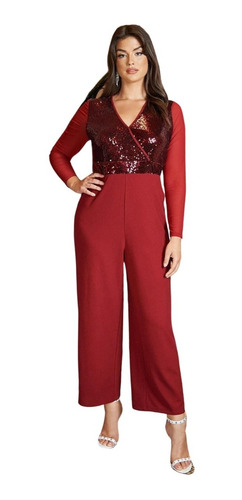 Entero Jumpsuit Mono Fiesta Lentejuelas Talla Grande Vg 122