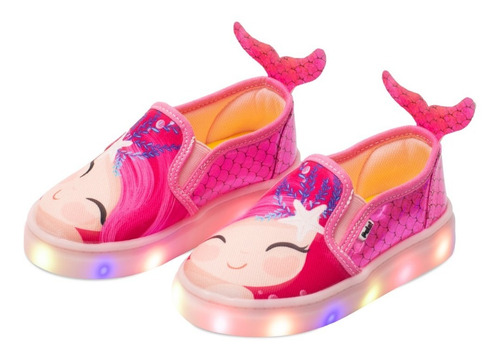 Imagen 2 de 6 de Tenis Casuales Para Niña Led Sirena Pals! Mx Envío Inmediato