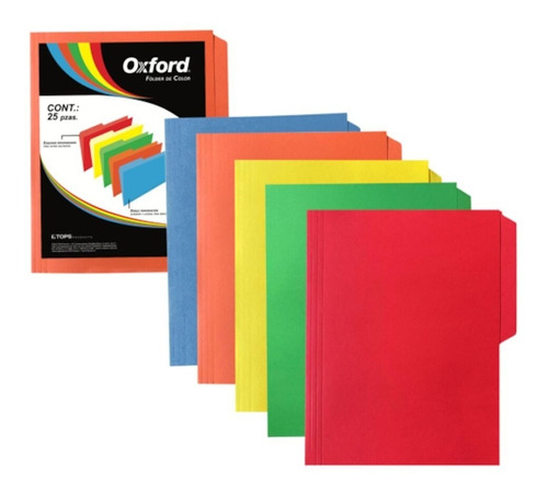 Fólder Oxford Color, Tamaño Carta, Color Surtido, 100 Pz