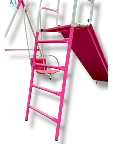 Columpio Y Resbaladilla + Canasta De Basket Rosa