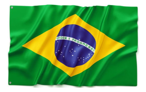 Bandera De Brasil Con Escudo 1.40 X 0.90 Exteriores